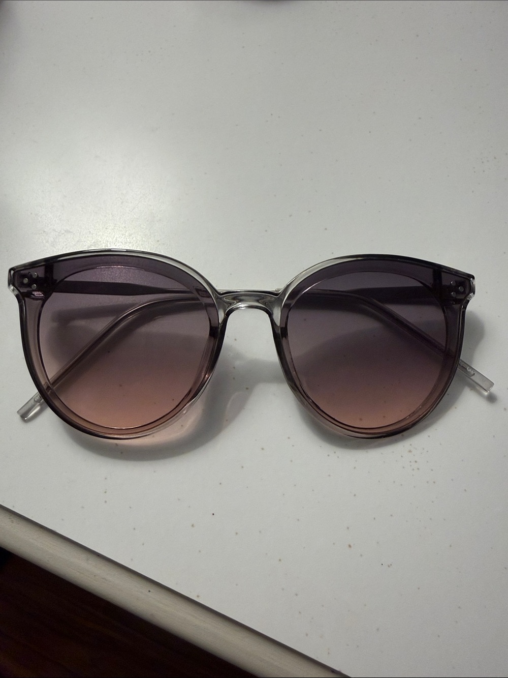 Women's Round Gradient Sunglasses in Transparent Smoke